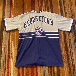 Mens Vintage Hoyas Georgetown Bulldogs Baseball Style Button Up Jersey